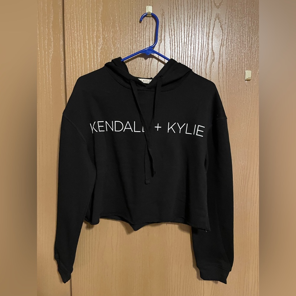 New Kendall and Kylie Black Cropped Hoodie